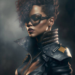 Rihanna in Leather Coat (Midjourney)