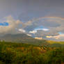 Crimea. Double rainbow over the mountain Demerdji