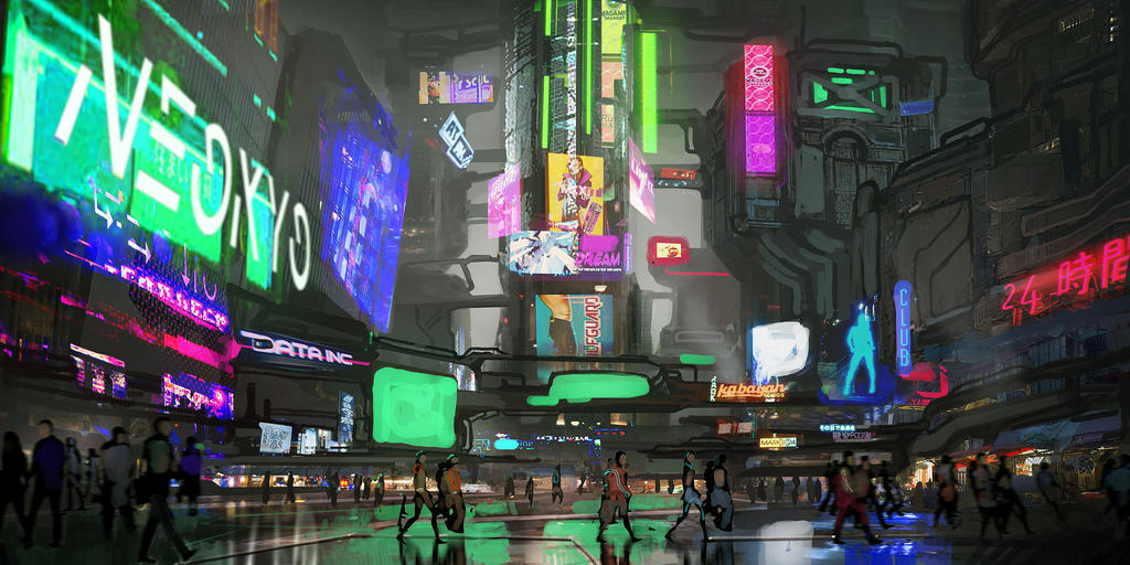 Neokyo street view by SamTheConceptArtist on DeviantArt