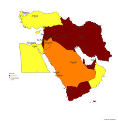 Middle Eastern risk levels (March 1, 2026)