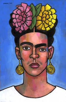 Frida on Blue Background