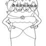 Super Mario girls conjoined - lineart