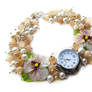 Floral women quartz lampwork watch 'Vanilla sky'