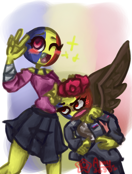 countryhumans romania(girl) and moldova