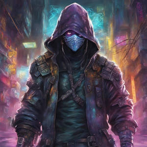 Cyberpunk Ninja Graffiti Artist, Ghost Mask, Male