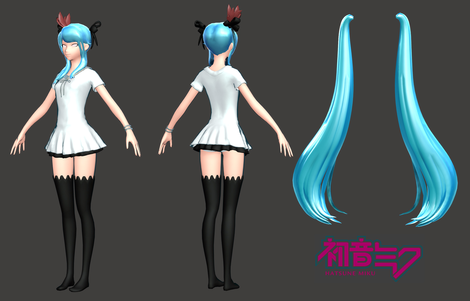 Hatsune Miku: Low Poly mockup