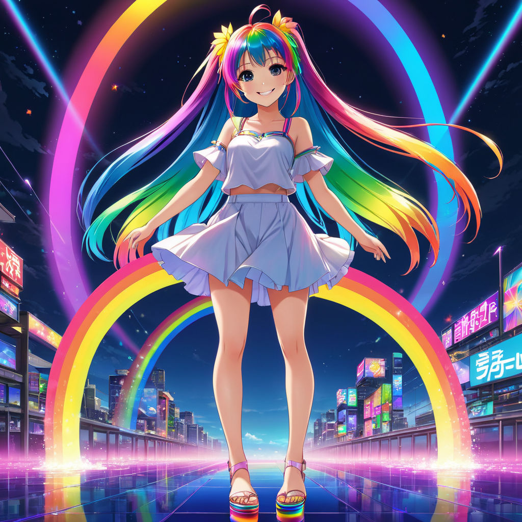 Anime Girl With Rainbow Hair Art By Yunasak On DeviantArt anime-girl-with-rainbow-hair-art-by-yunasak-on-deviantart