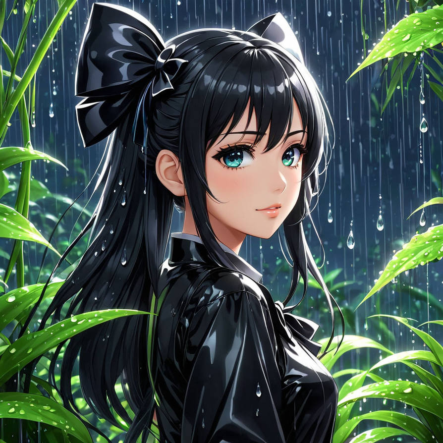 Anmie Anime girl in black long hair by Yunasak on DeviantArt