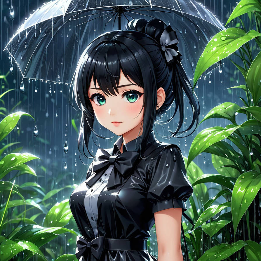 Anmie Anime girl in black long hair by Yunasak on DeviantArt