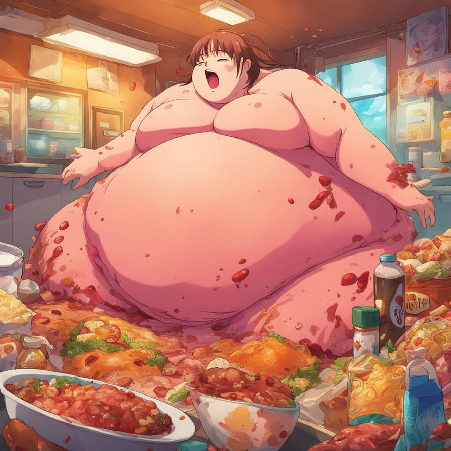 Obese Lady Deviantart An Obese Immobile Blob Of A Woman Covered In Food by sloppyattitude on ...