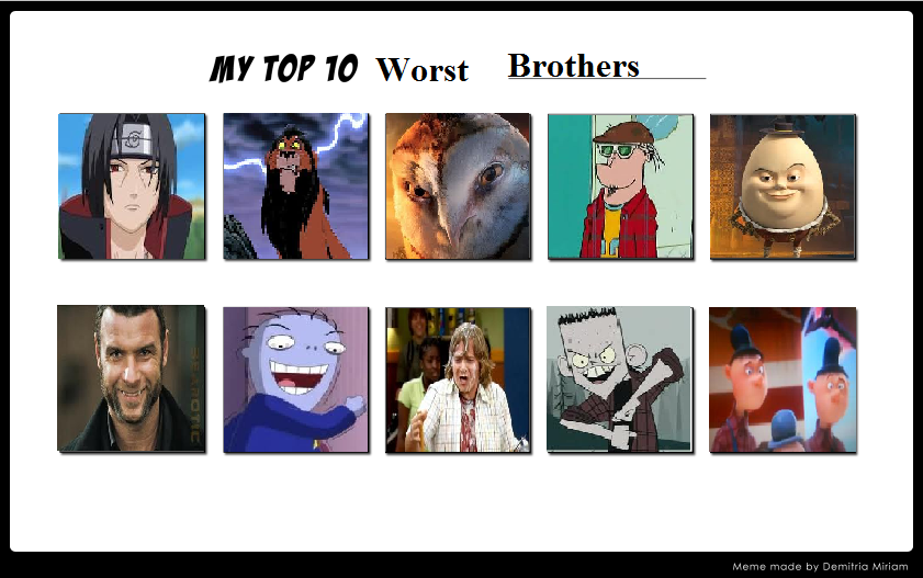 My Top 10 Worst Brothers