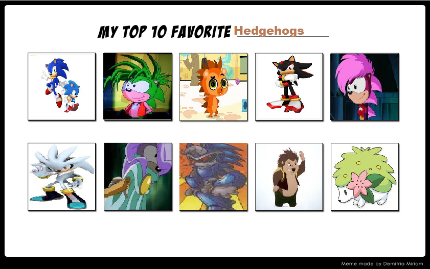 Kesh's Top 10 Favorite Hedgehogs