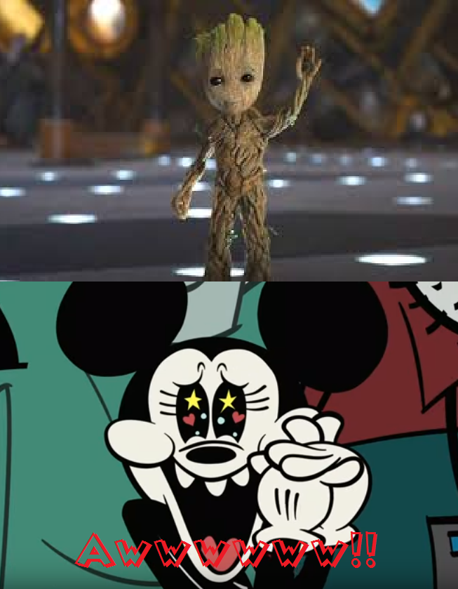 Even Mickey Can't Resist Baby Groot