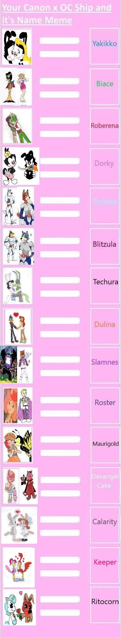 My CanonxOC Couple Names