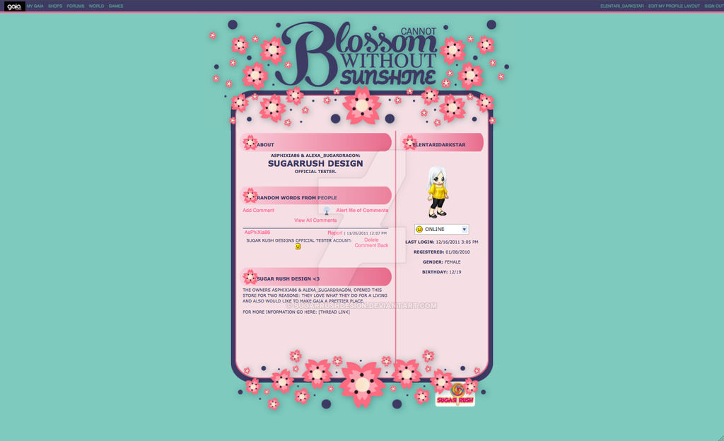 Profile Layout Gaiaonline: Blossom by SugarRushDesign on DeviantArt