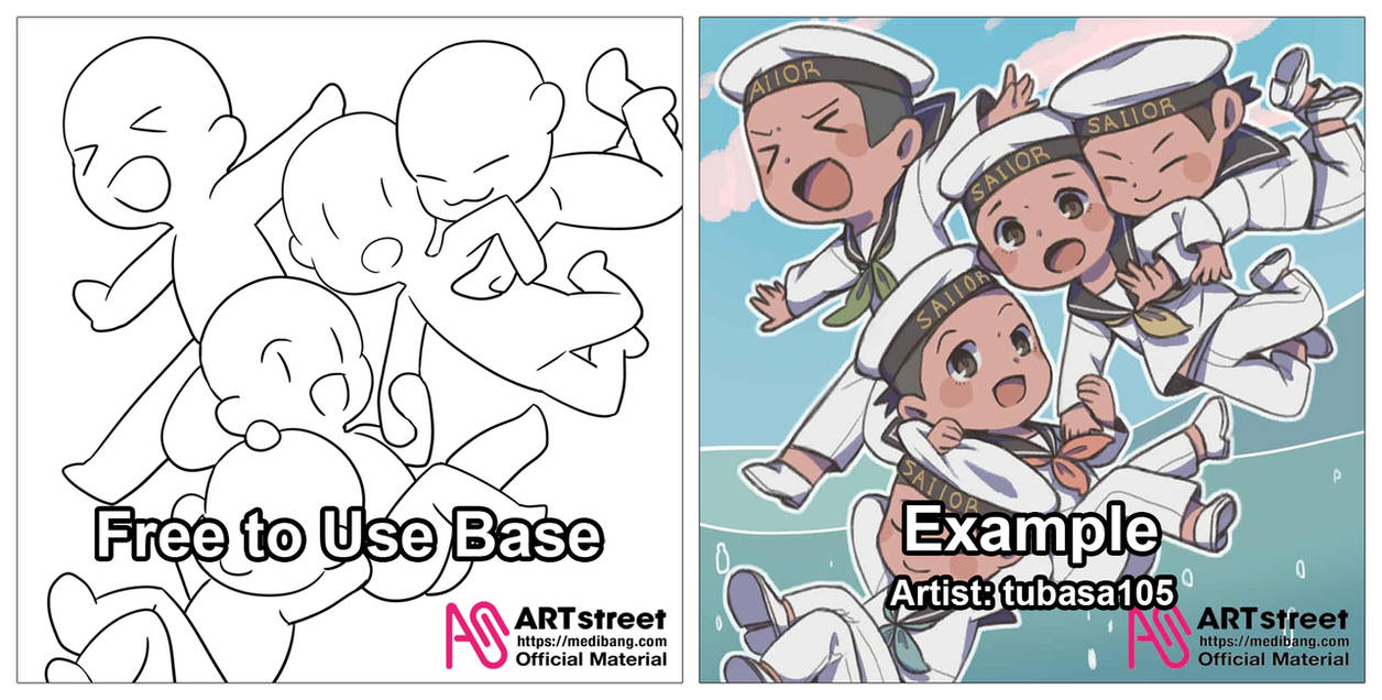 Free to use Chibi Base, group pose