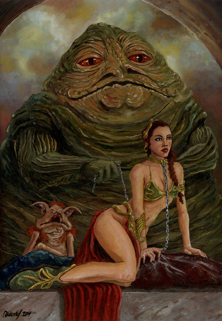 Leia in Jabba's hands by Vinkerlid