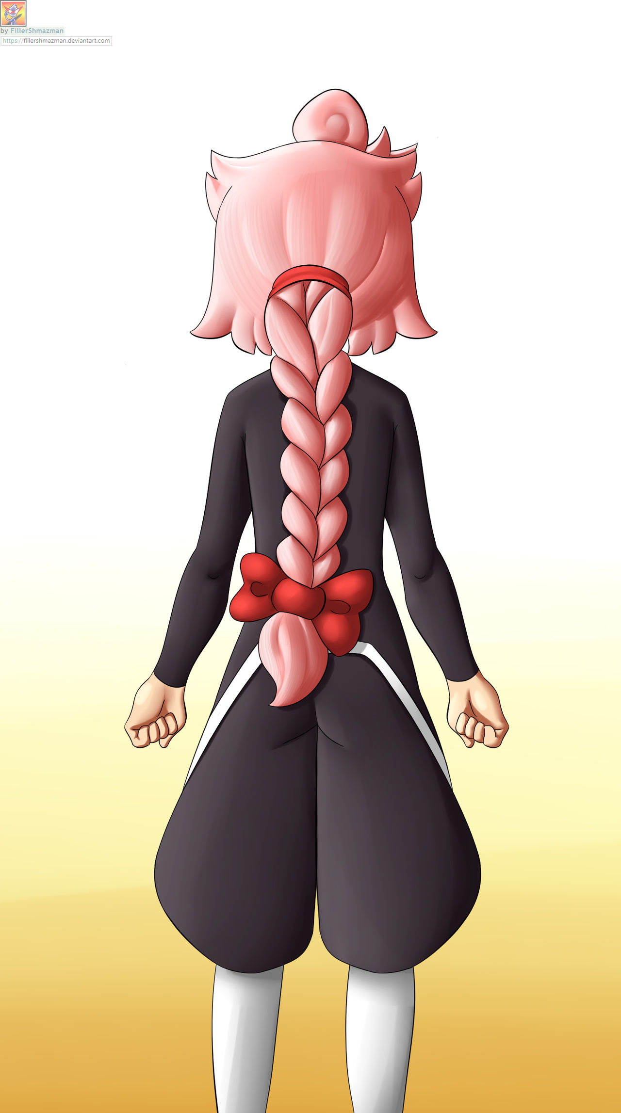 Red with braided ponytail by FillerShmazman on DeviantArt