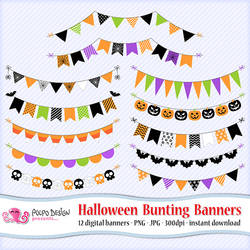 Halloween bunting banners clipart