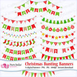 Christmas bunting banners clipart