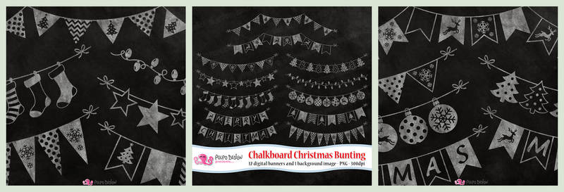Chalkboard Christmas Bunting clipart