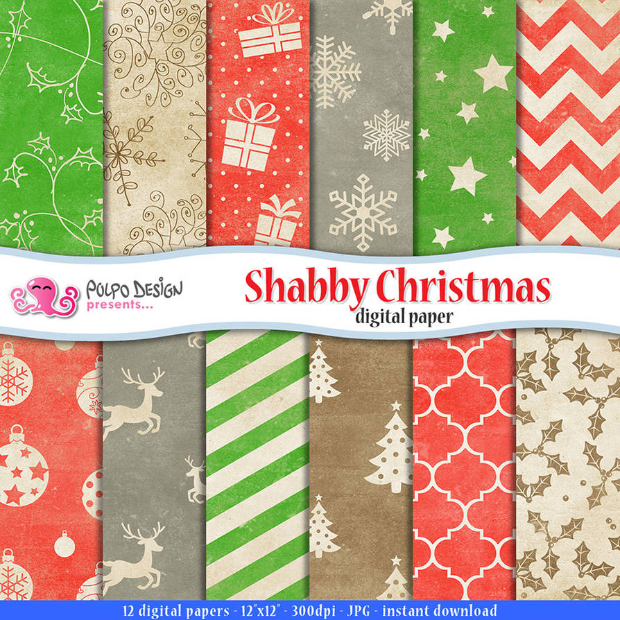 Commercial Use White Kraft Christmas Christmas Digital Paper Shabby Vintage Backgrounds Patterns Printables