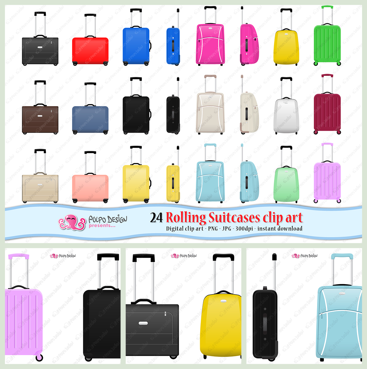 Rolling Luggage clipart