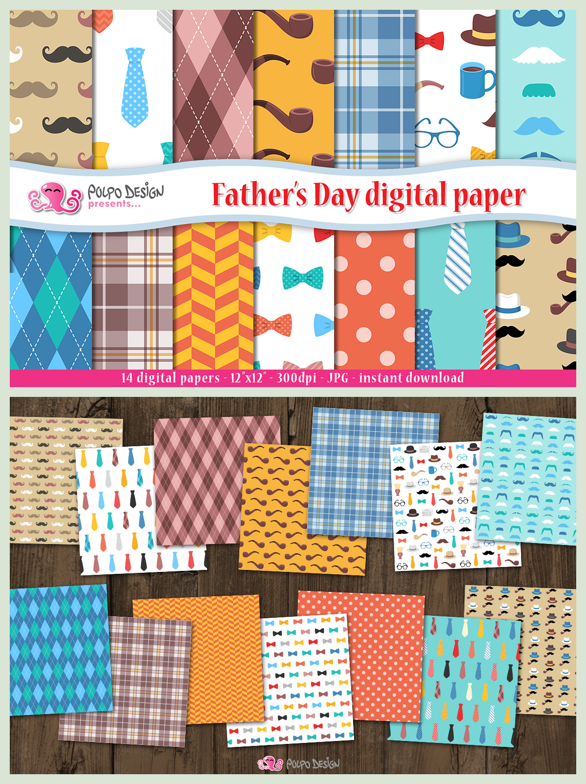 Father's day digital paper