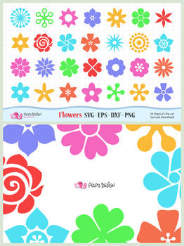 Flower SVG, Eps, Dxf and Png.