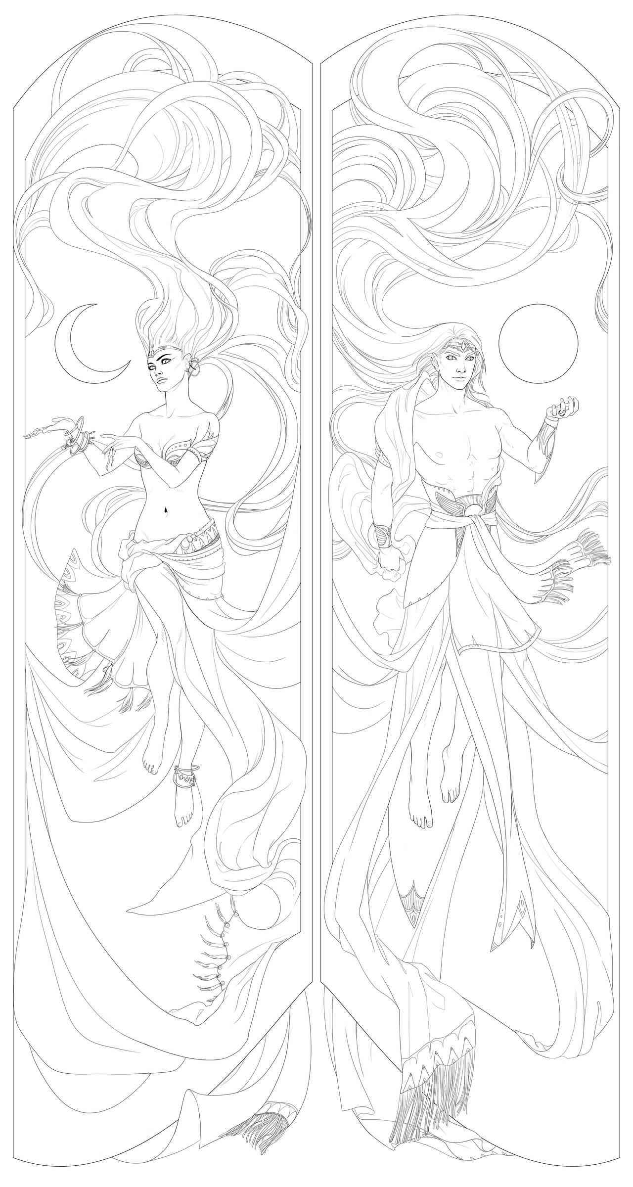 day and night lineart