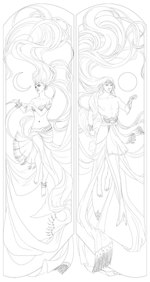 day and night lineart