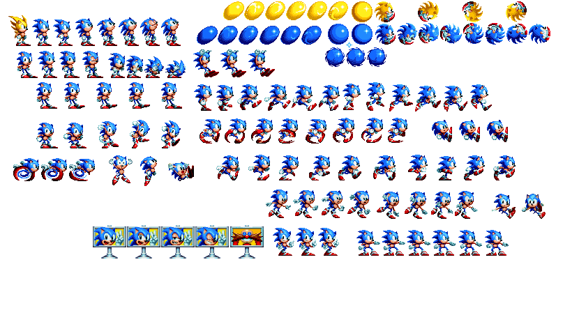Sonic Classic Modern Mix Ultimate Sprite Sheet transparent background PNG  clipart