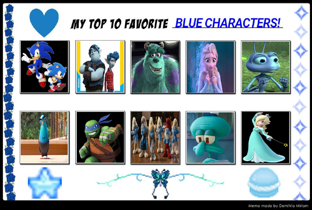 My Favorite Blue Characters by MorganTheFandomGirl on DeviantArt