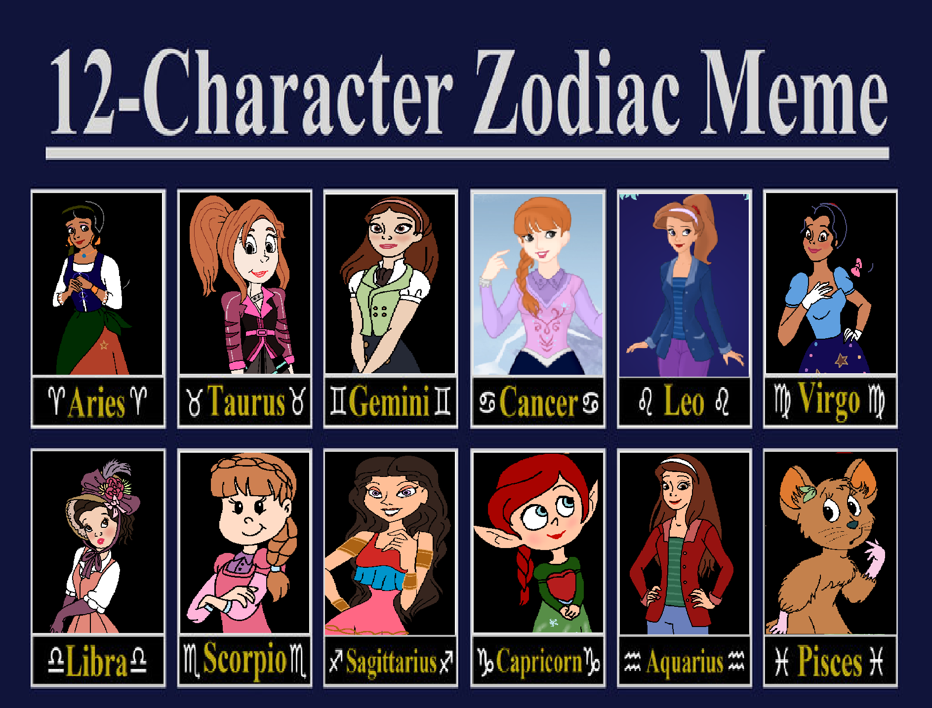 My Disney OCs Zodiac by MorganTheFandomGirl on DeviantArt
