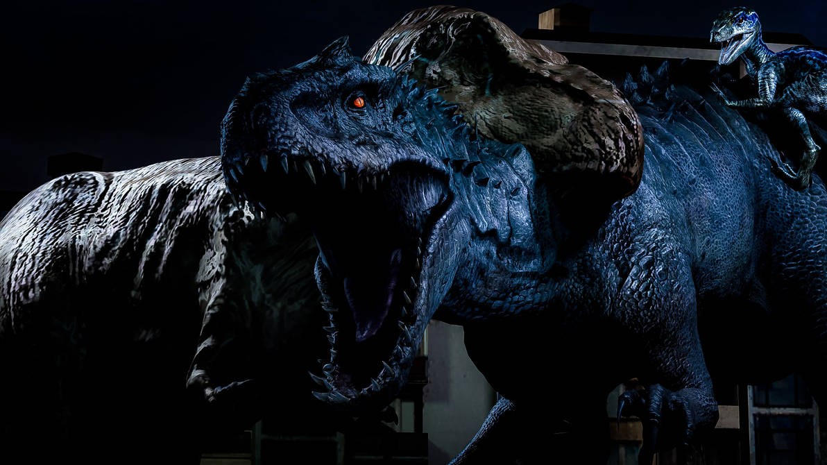 Jurassic World Rexy and Blue vs Indominus Rex by TrexGamerMan on DeviantArt