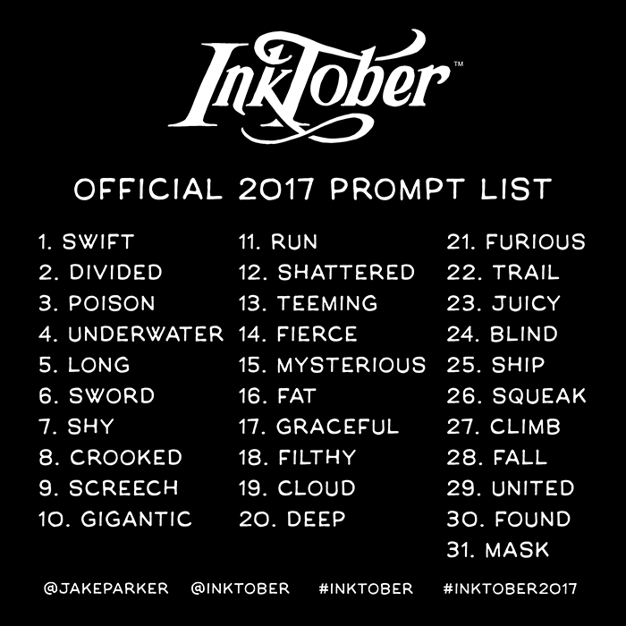 Inktober 2017 Prompt List by impactbooks