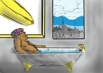 Monkey taking a bath. Aka :Life Lottery sketch