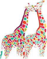 Colorful Giraffe Couple