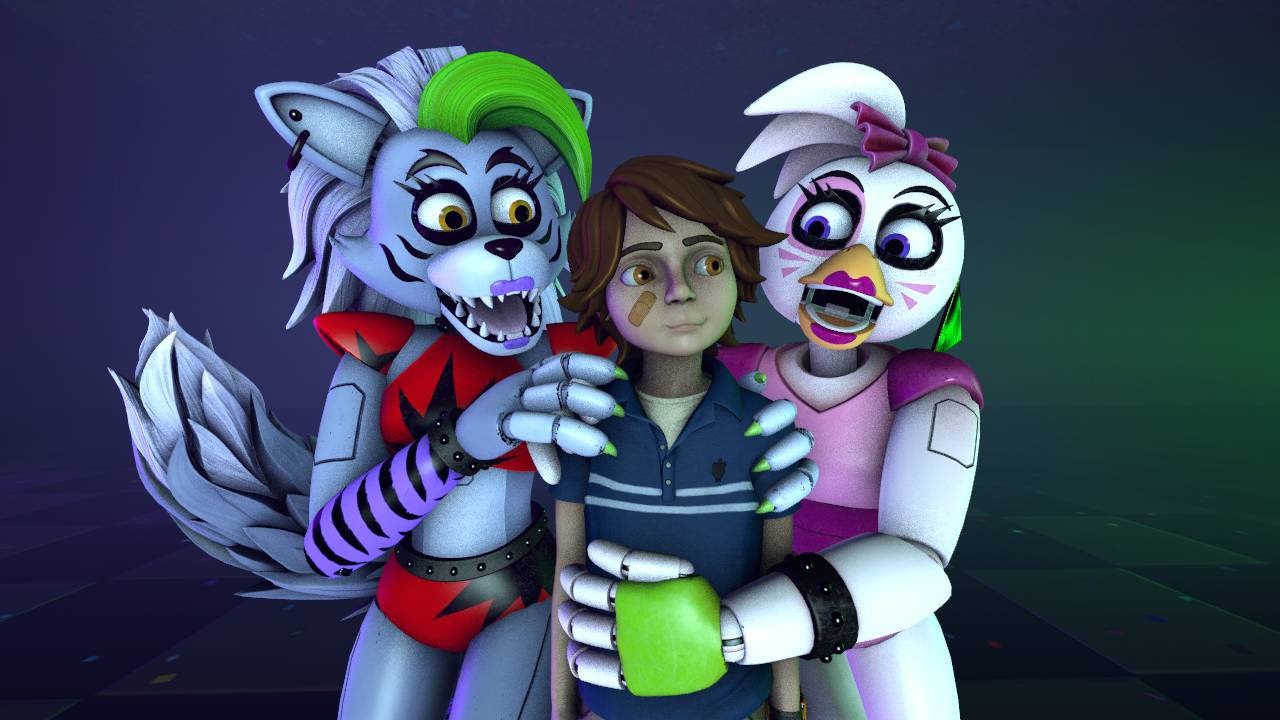 FNAF SB - Gregory and Roxy take a pic by Pikitunch on DeviantArt