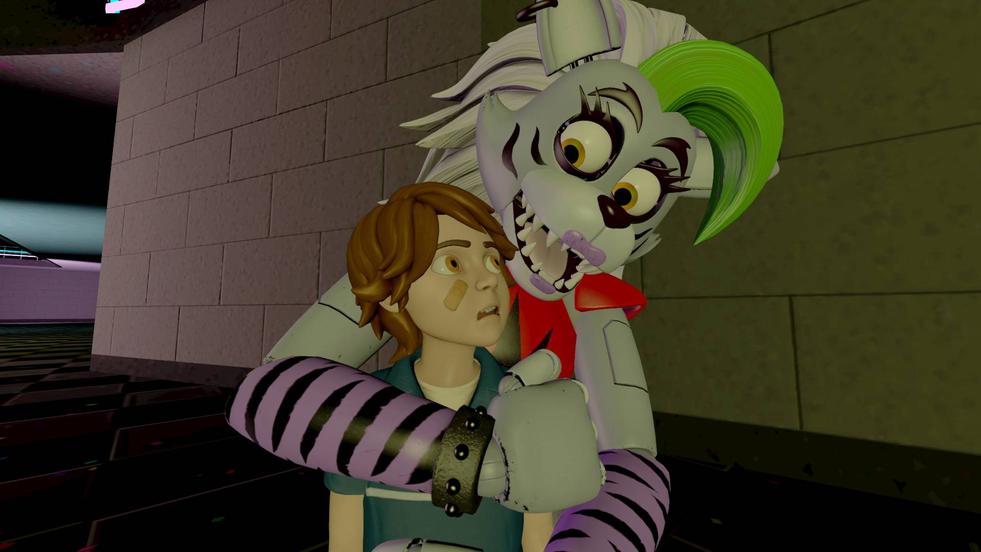 Roxy Hugs Gregory  FNAF SECURITY BREACH. 