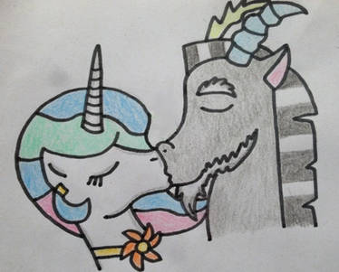 Future Discord and Celestia kissing redone