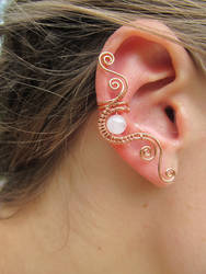 Pink Rose Quartz Double Spiral Ear Cuff