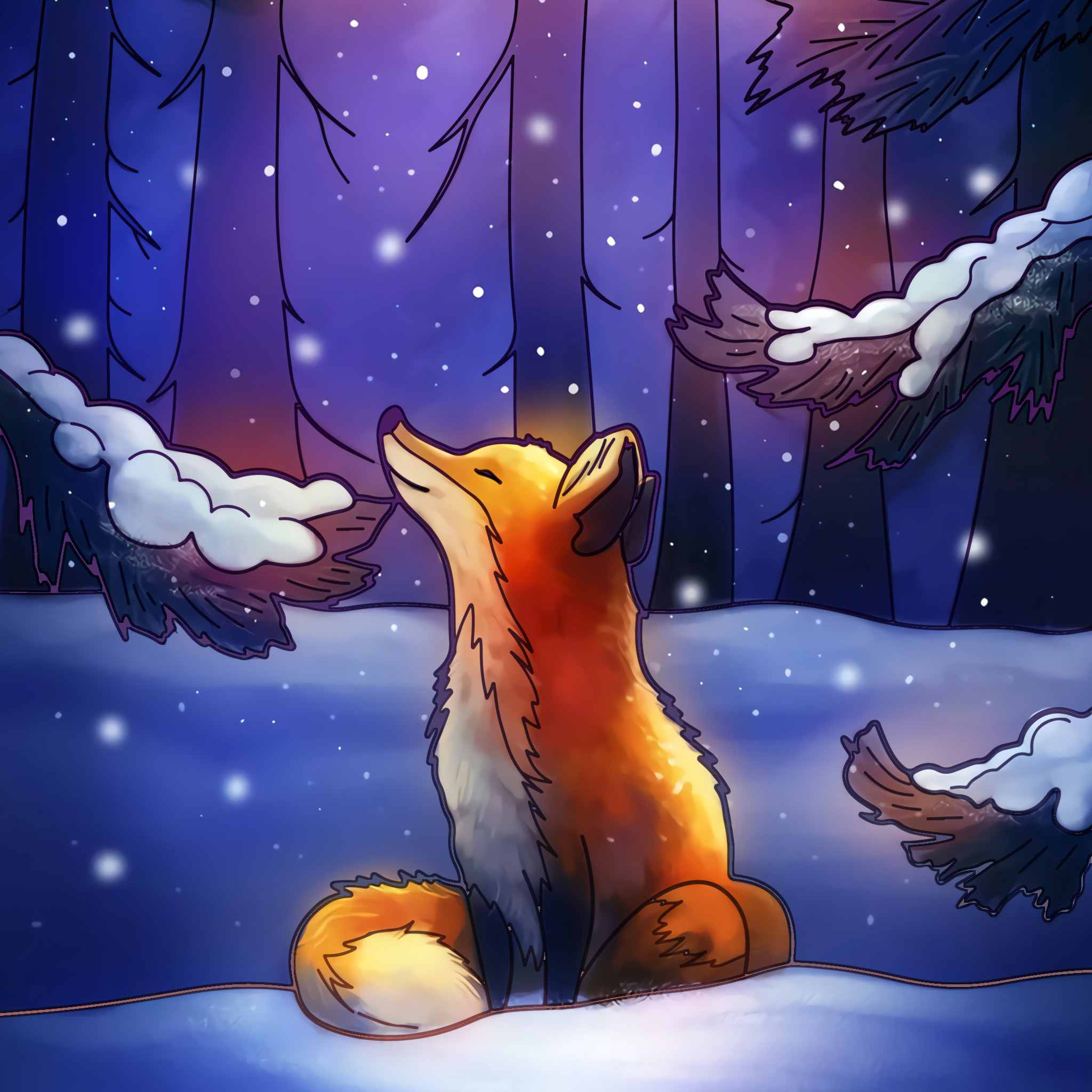 Fox, Snow, Forest (Anime Paint) by artvoyager6100 on DeviantArt