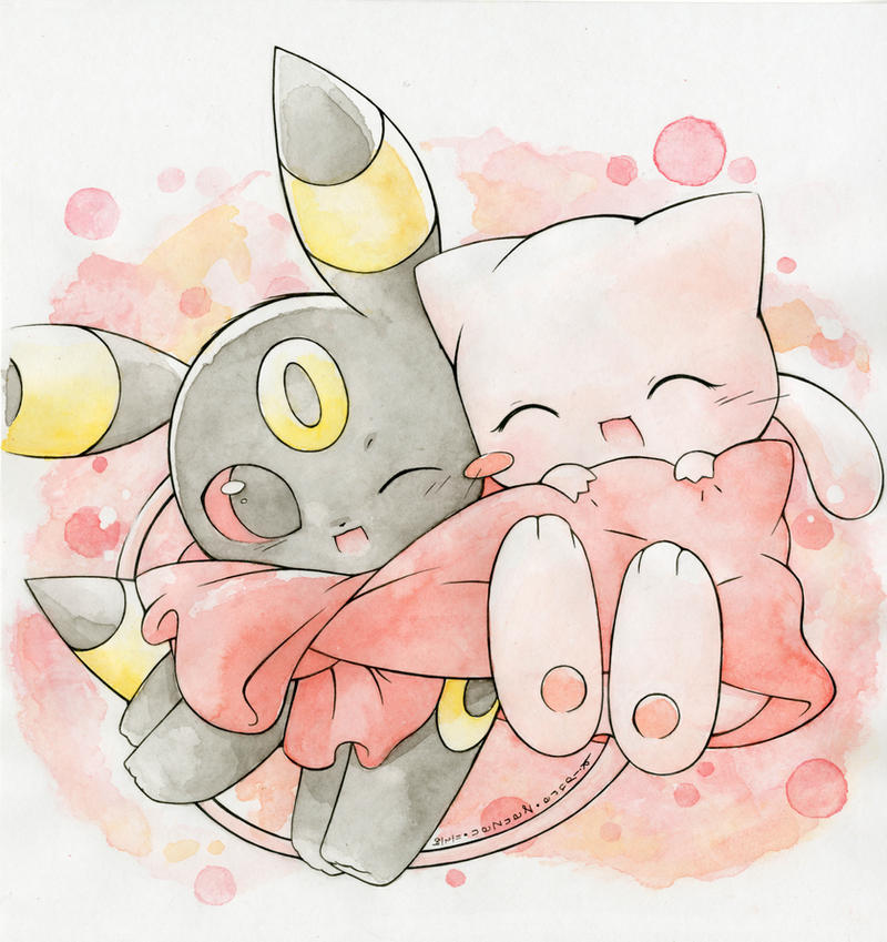 Mew and Umbreon by Kidura