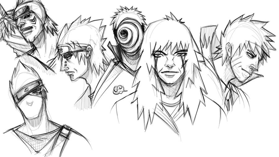 Naruto Character Sketches by liquidmoon666 on DeviantArt.
