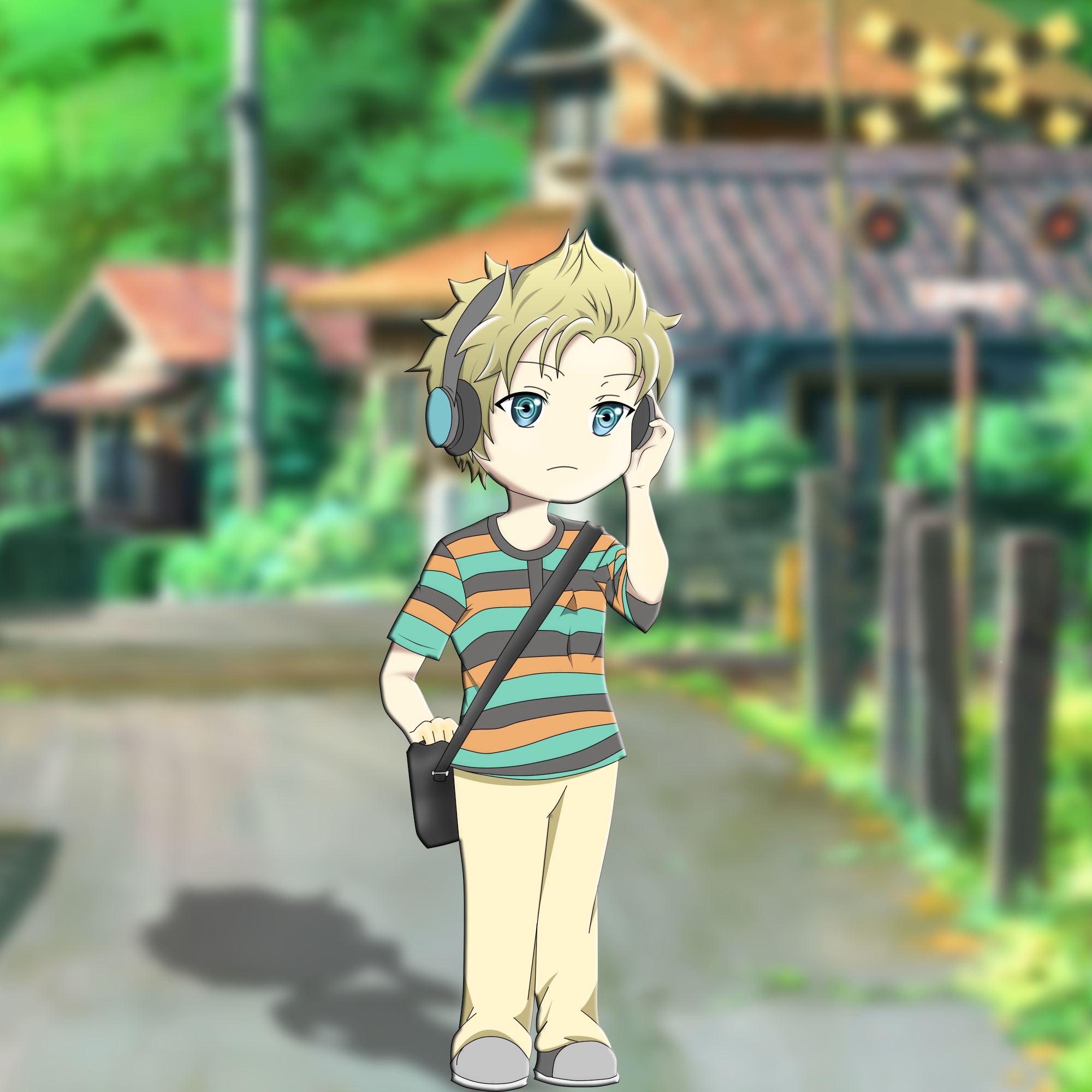 Chibi walking to School.