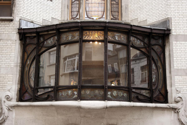 art nouveau window frame