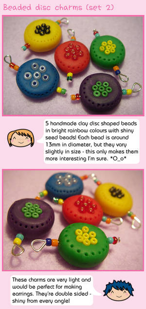 Beaded disc charms - set 2
