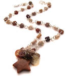 Brown Button and Star Necklace by fairy-cakes