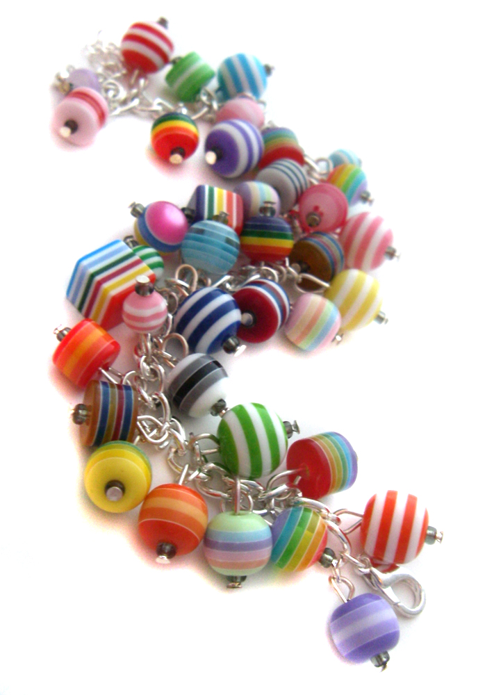 Stripey Bead Charm Bracelet